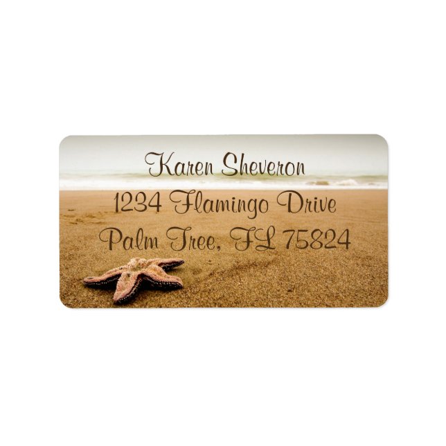 Starfish on a Sandy Beach Address Labels (Front)