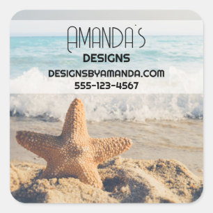 Starfish on a Sandy Beach Photograph Business Square Sticker