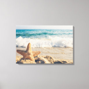 Starfish on a Sandy Beach Photograph Canvas Print