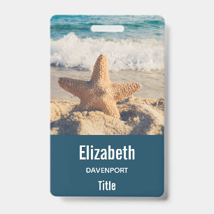 Starfish on a Sandy Beach Photograph ID Badge