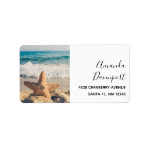 Starfish on a Sandy Beach Photograph Label