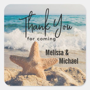 Starfish on a Sandy Beach Photograph Wedding Square Sticker
