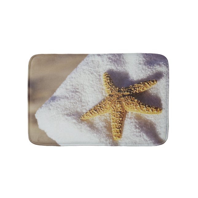 Starfish On A Towel Bath Mat (Front)