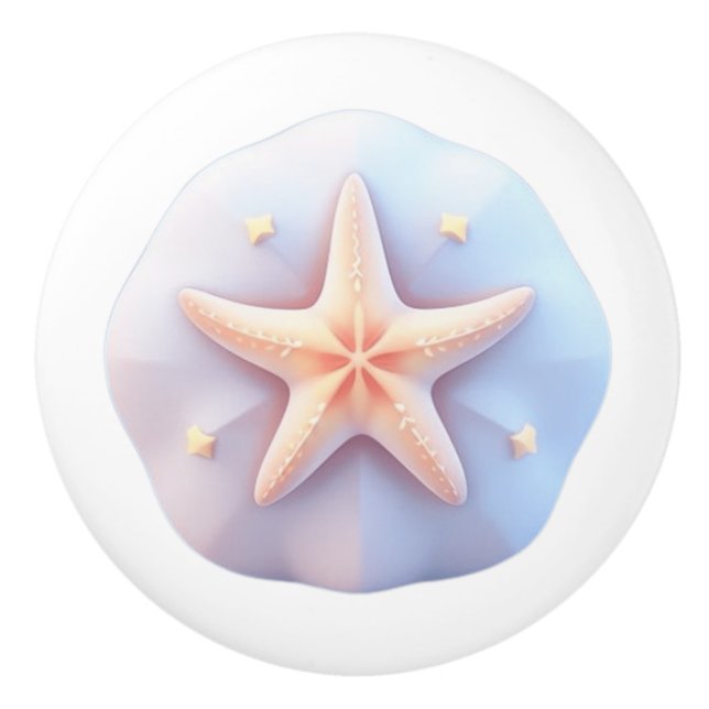 Starfish on a Unique-Shaped Stone Ceramic Knob (Front)