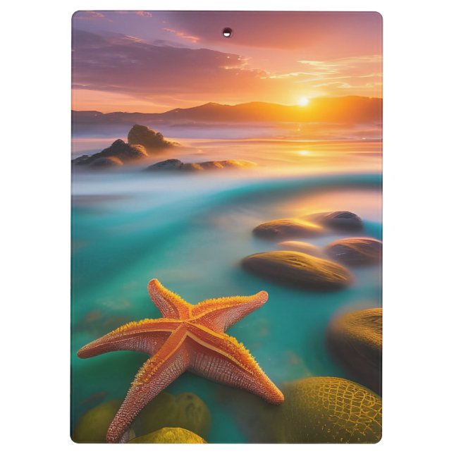 Starfish on beach at Dawn  Clipboard (Back)