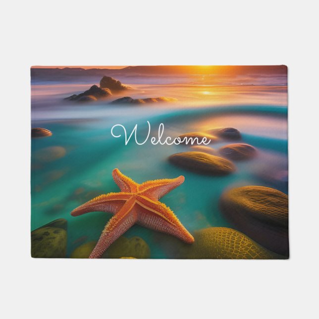Starfish on beach at Dawn Doormat (Front)