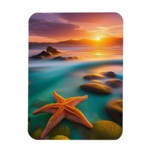 Starfish on beach at Dawn Magnet