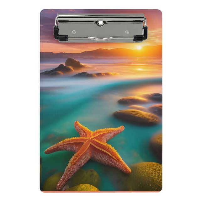 Starfish on beach at Dawn   Mini Clipboard (Front)