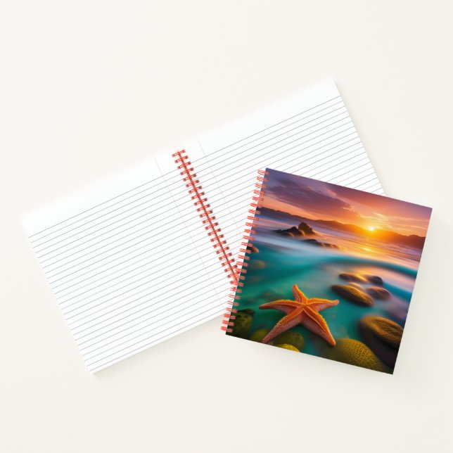 Starfish on beach at Dawn  Notebook (Inside)