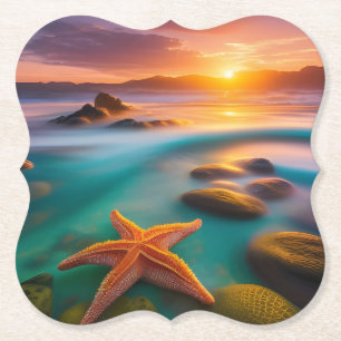 Starfish on beach at Dawn Paper Coaster