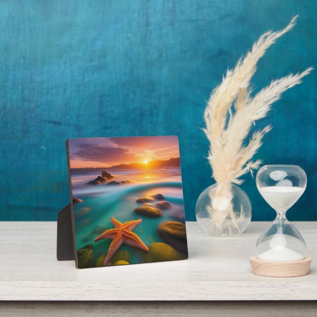 Starfish on beach at Dawn  Plaque (Insitu)