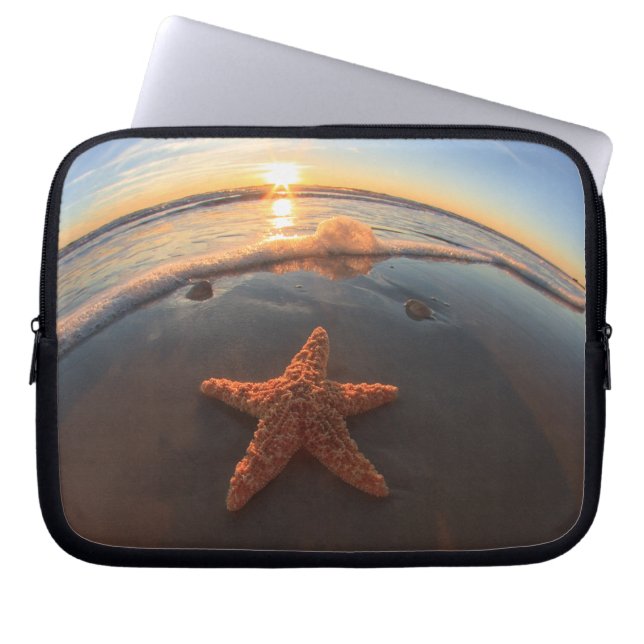 Starfish on Beach at Sunset Laptop Sleeve (Front)