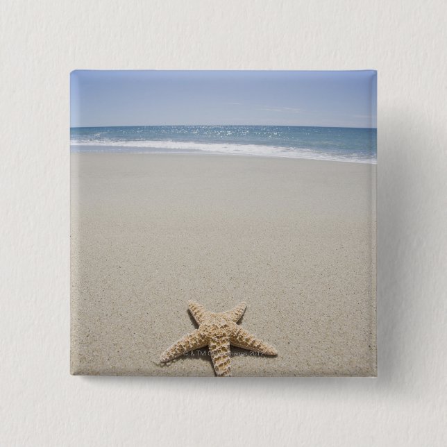Starfish on beach by Atlantic Ocean 15 Cm Square Badge (Front)