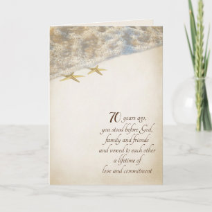 Starfish On Beach for 70th Anniversary Card