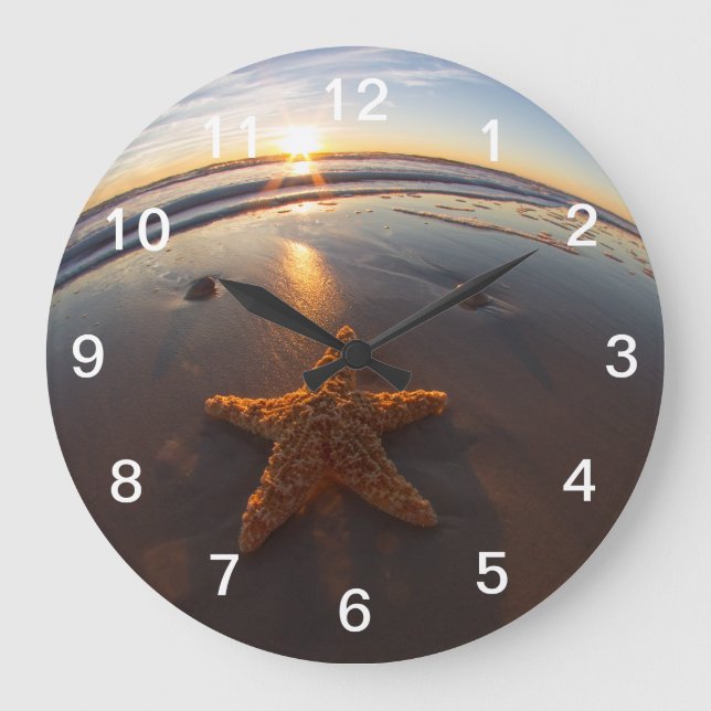 Starfish on Beach Large Clock (Front)
