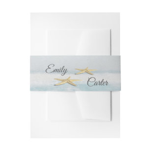 Starfish On Beach Sand Watercolor Invitation Belly Invitation Belly Band