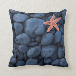 Starfish On Black Rocks Along The Coast   Iceland Cushion