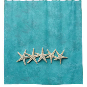 Starfish on Ocean Blue Background Shower Curtain
