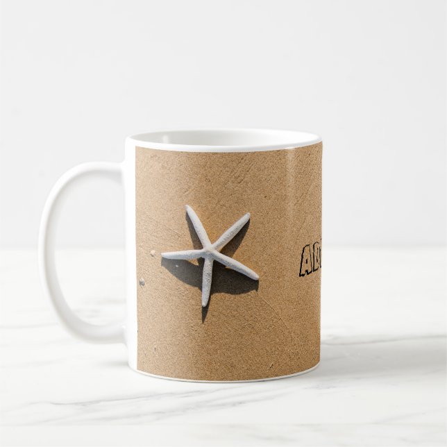 Starfish on Sandy Beach Coffee Mug (Left)