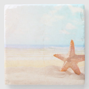 Starfish On Summer Beach Stone Coaster