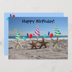 Starfish on the Beach Flat Birthday Card
