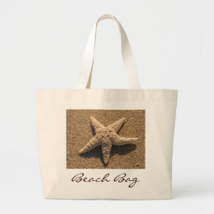 Starfish on the beach large tote bag