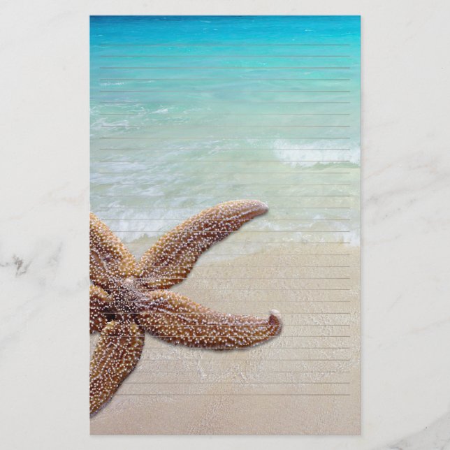 Starfish on the Beach Lined Writing Paper (Front)
