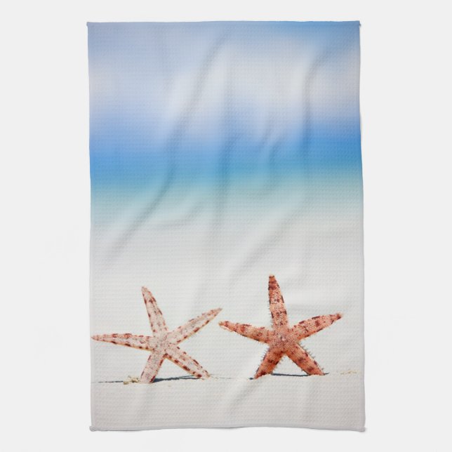 Starfish on the beach tea towel (Vertical)