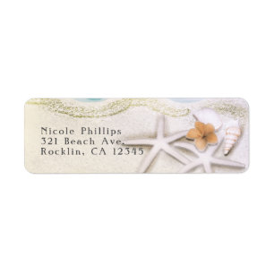 Starfish on the Beach Teal Sea Water Invitation Return Address Label