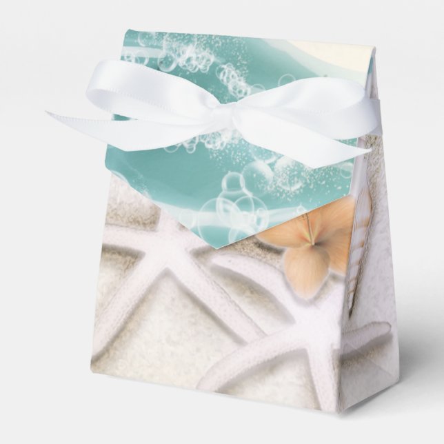 Starfish on the Beach Teal Sea Water Tropical Favour Box (Front Side)