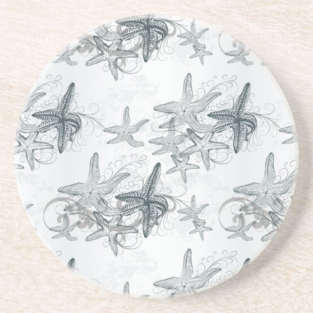 Starfish On The Sea Pattern Coaster (Front)