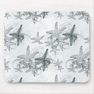 Starfish On The Sea Pattern Mouse Pad