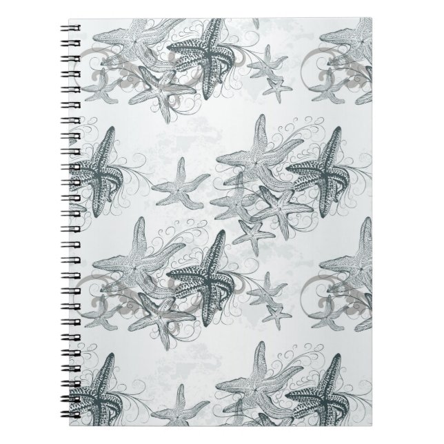 Starfish On The Sea Pattern Notebook (Front)