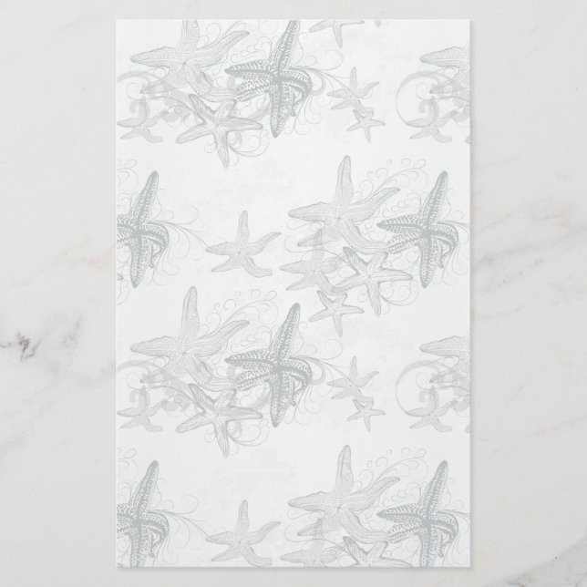 Starfish On The Sea Pattern Stationery (Front)