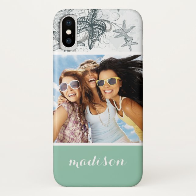 Starfish On The Sea Pattern | Your Photo & Name Case-Mate iPhone Case (Back)