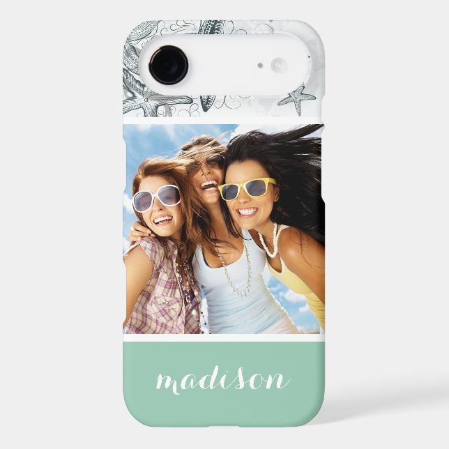 Starfish On The Sea Pattern | Your Photo & Name Case-Mate iPhone Case (Back)