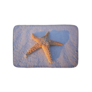 Starfish On White Sand Bath Mat