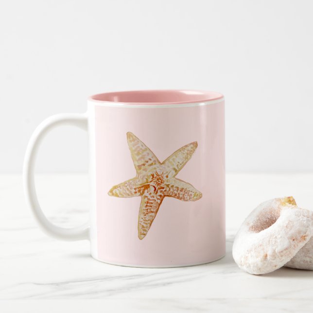 Starfish Painting Orange Art Mug (With Donut)