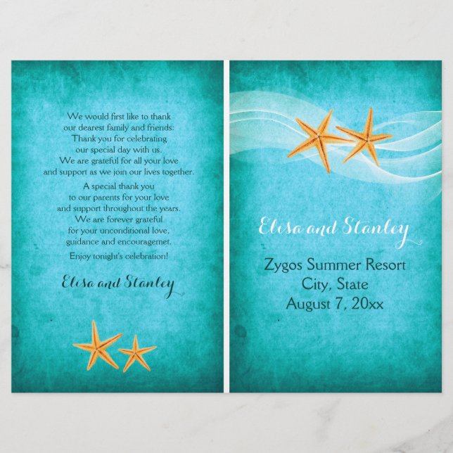 Starfish pair destination beach folded program (Front)