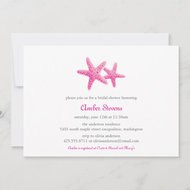 Starfish Pair Shower/Party Invitation (Front)