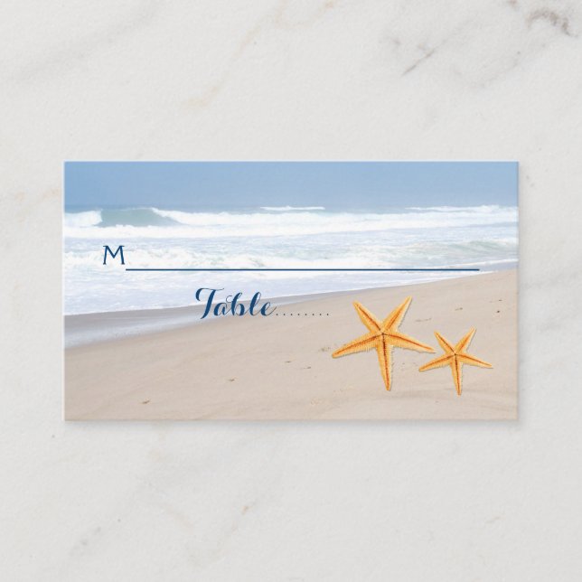 Starfish pair summer beach wedding escort card (Front)