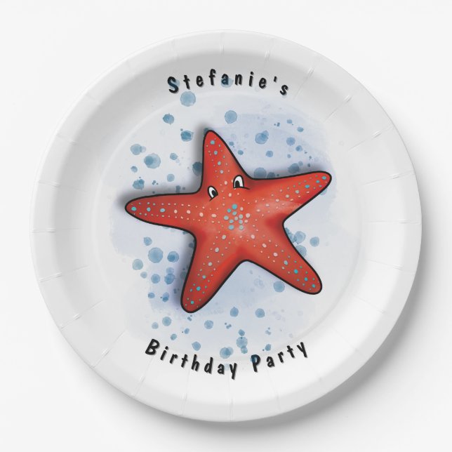 Starfish Party Paper Plate (Front)