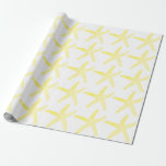 Starfish Pattern Beach Coastal Golden Yellow Cool Wrapping Paper<br><div class="desc">Printed with golden yellow starfish patterns in white background! You may change the color of the starfish by changing the background color as you like.</div>