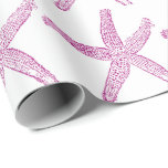 Starfish Pattern Beach Coastal Purple Pink Trendy Wrapping Paper<br><div class="desc">Printed with cute starfish patterns in white background! You may change the colour of the starfish by changing the background colour as you like.</div>