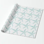 Starfish Pattern Beach Coastal Teal Blue White Wrapping Paper<br><div class="desc">Printed with light teal blue starfish patterns in white background! You may change the colour of the starfish by changing the background colour as you like.</div>