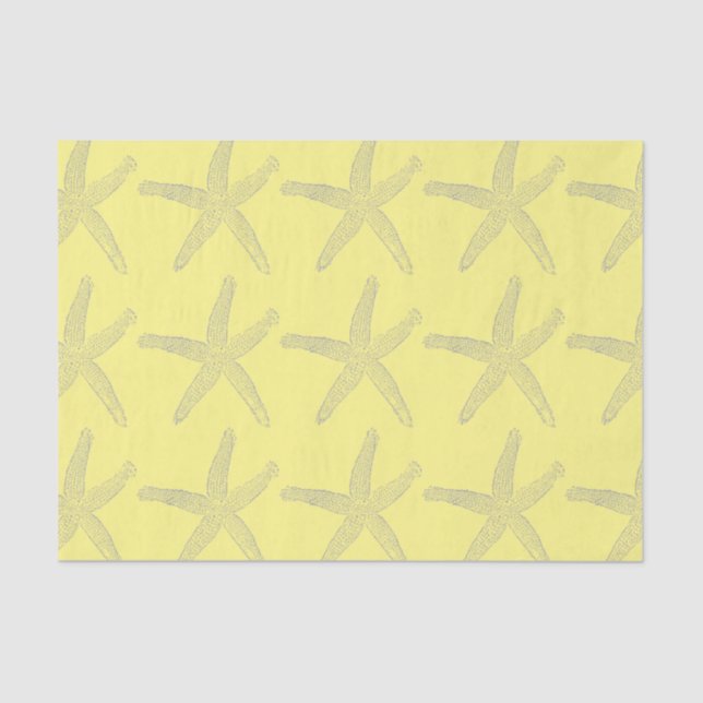 Starfish Pattern Beach Coastal Yellow Custom Colou Tissue Paper (Front)