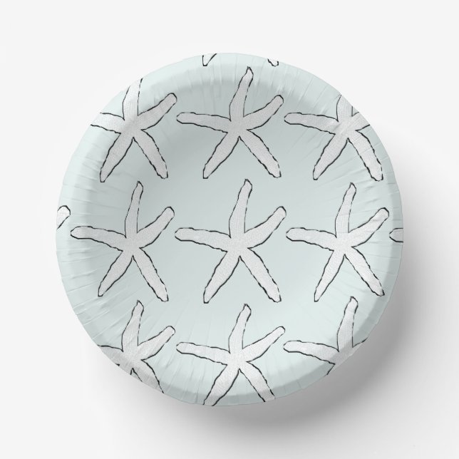 Starfish Pattern Beach Light Teal White Occasions Paper Plate (Front)