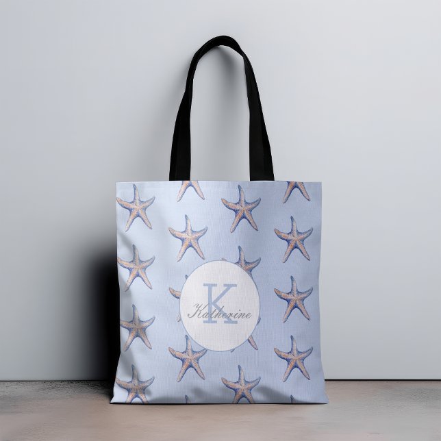 Starfish Pattern Beach Marine Custom Name  Tote Bag (Creator Uploaded)