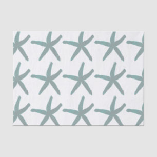 Starfish Pattern Beach Teal Blue Grey White Trendy Tissue Paper