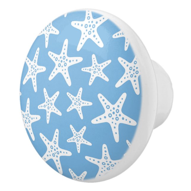 Starfish Pattern Blue Ceramic Knob (Right)